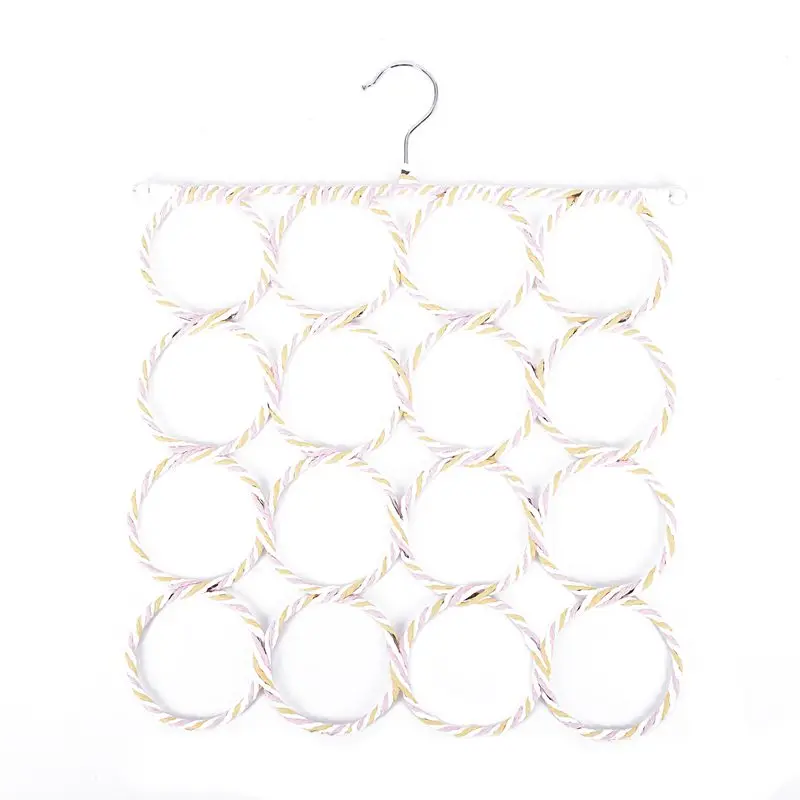 

New 16 Holes Ring Rope Scarf Holder Hanger Shawl Storage Display Hook Rack Style: 16 Circles: Color multicolor random: Size: 38