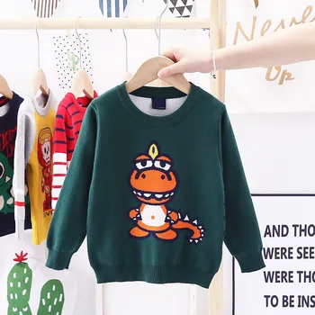 

3-7T Winter Warm Infant Clothing Toddler Kid Boy Cute Knitted Pullover Top Dinosaur Cartoon Sweater Long Sleeve Outfit knitwear