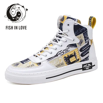 

Men's High Top Fashion Sneakers Trend Hot Sale Spring Autumn Comfortable Man Casual Outdoor Non-slip Breathable Shoes 2020 GY199