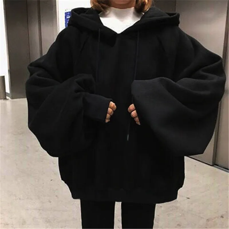  Autumn winter loose solid color long-sleeve pullover sweatshirts womens hoodies womens casual overs