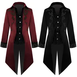 Men's Victorian Jackets Gothic Punk Windbreaker Coat Tuxedo Literary Retro Steampunk Pirate Overcoat Uniform Tailcoat Party
