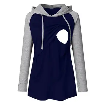 

Women Fashion Hooded Long Sleeve Patchwork Drawstring Winter, Autumn Maternity Causal Hoodies