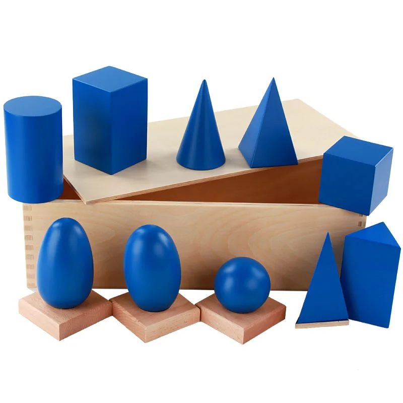 Большой 3D набор геометрических фигур Монтессори из дерева математические игры