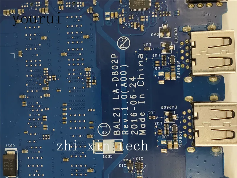 Yourui для Dell Inspiron 5567 5767 материнская плата портативного компьютера с i3-7100u Процессор CN-057K0H 057K0H 57K0H BAL21 LA-D802P DDR4 тестирование