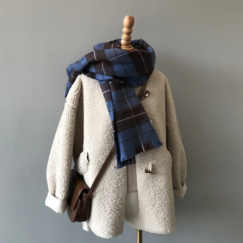 Осень и зима корейский стиль шарф женский толстый длинный британский плед кашемировая теплая шаль
