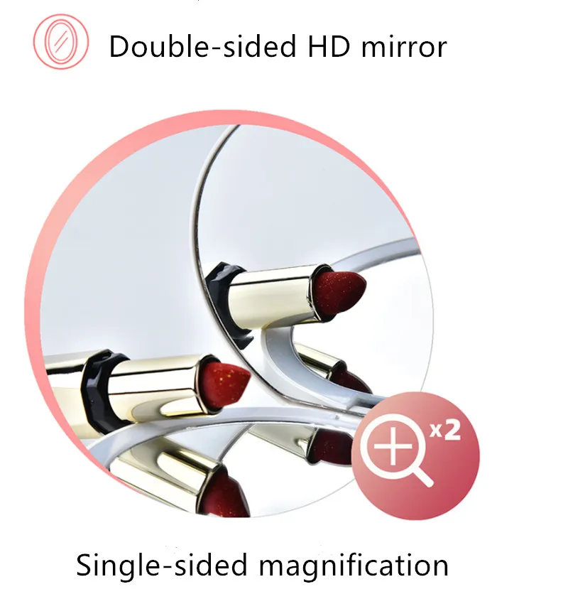 Светодиодное зеркало для макияжа с сенсорным экраном, перезаряжаемое маленькое увеличительное зеркало для макияжа, двустороннее складное светодиодное зеркало для макияжа