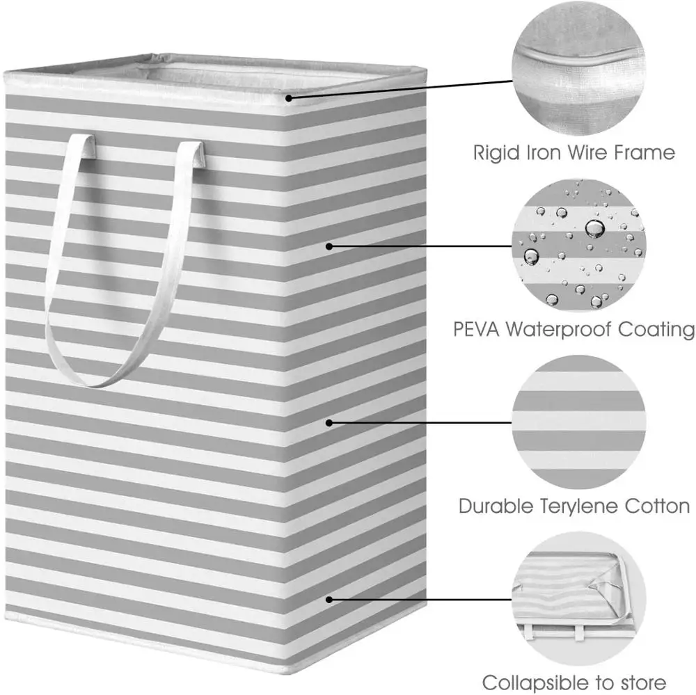 Laundry-Basket Hamper Foldable Toys Bedroom 75L with Extended-Handle for in Large