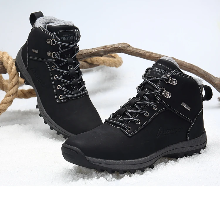 Fhlyiy/кожаная мужская зимняя обувь; плюшевые теплые мужские ботинки; обувь из натуральной кожи на шнуровке; резиновая специальная обувь для мужчин