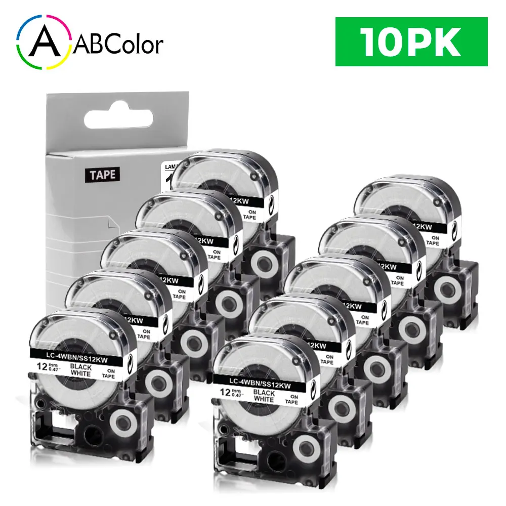 10PK 12mm Tape For Epson King Jim SS12KW LK-4WBN Black on White ss12kw Label Printer Ribbon LW-300 LW-400 label Maker | Компьютеры и
