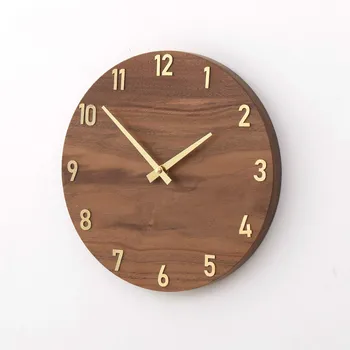 

Home Decoration Wall Clock 9 Inch Wooden Silent Non-Ticking Kitchen Wall Clocks Rustic Country Style Wood Round Wall Clock