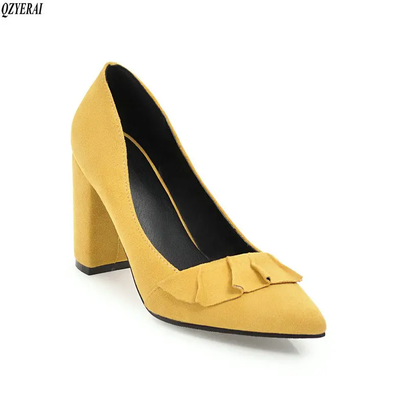 

European spring new style suede women's single shoes high heels party sexy women's shoes plus-size 34-43