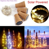 Solar Powered Wein Flasche Kork Festival Outdoor Licht Girlande Lichter Outdoor Fee Licht 1M/2M Geformt LED kupfer Draht String