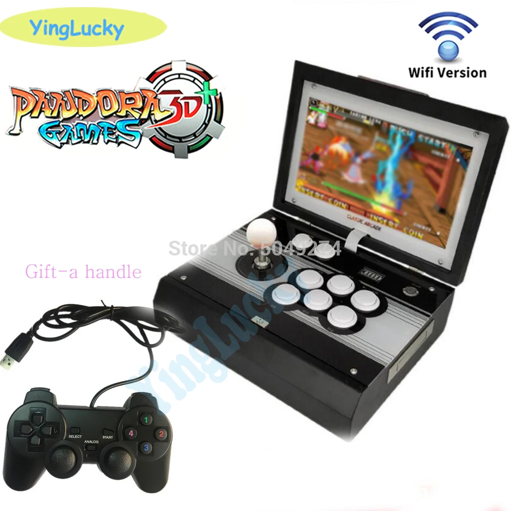 Новая доставка портативная аркадная коробка 10 &quotPandora игры 3D 4018 в 1 консоль с WIFI