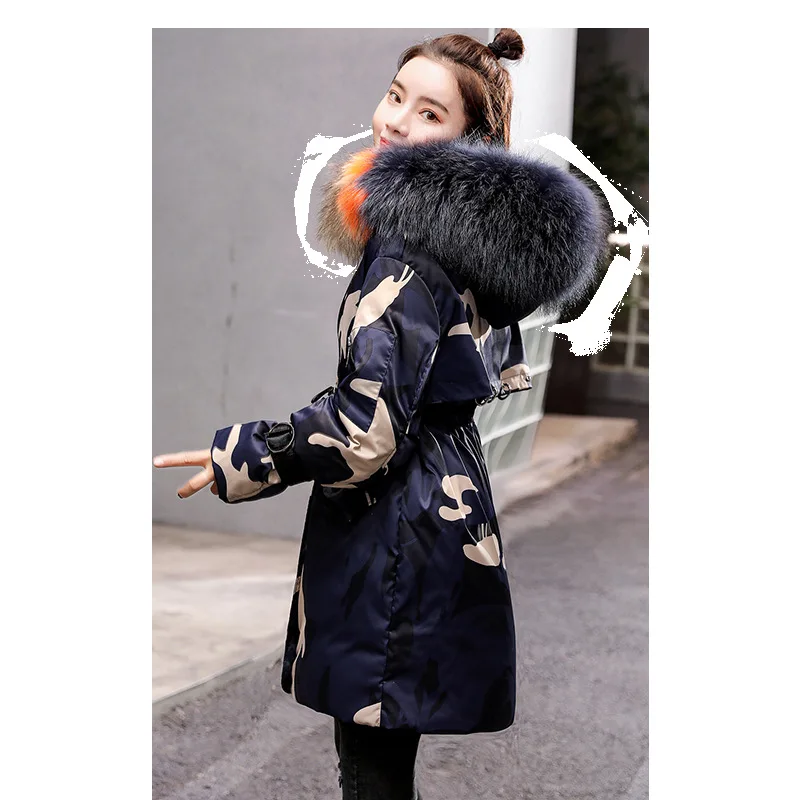 

CHIC Camouflage down Jacket Cotton-padded Clothes Women's Mid-length INS Cotton-padded Jacket Fashion 2018 Winter New Style Kore