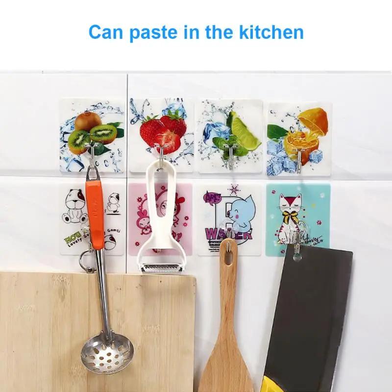 

5/10Pcs PVC Strong Transparent Suction Self Adhesive Hooks Stick On Wall Hanging Bathroom Kitchen Waterproof Adhesive Hanger