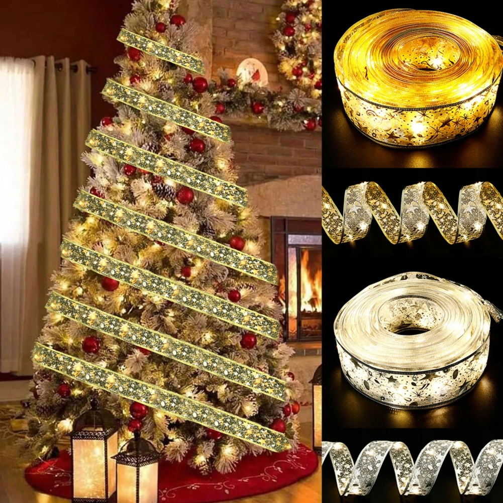 Decoração De Natal Luzes Led Fita Árvore De Natal Ornamentos Diy Laço Arcos  Luzes Da Corda Navidad Decorações Para Casa Ano Novo 2022 - Ornamentos  Natalinos Pendentes E De Gota - AliExpress