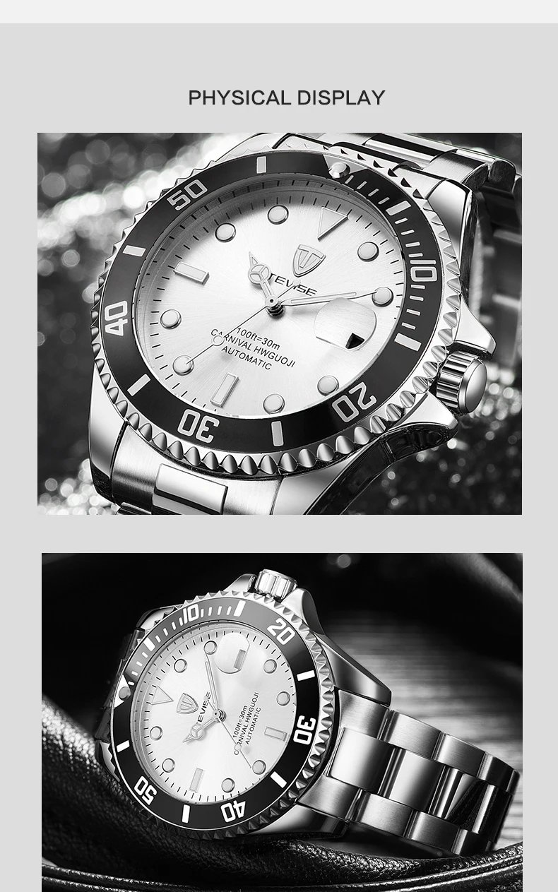 TEVISE функциональные часы из нержавеющей стали повседневные мужские автоматические наручные часы лучший бренд Роскошные спортивные мужские часы