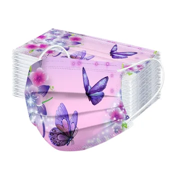 

50pcs Adult Butterfly Disposable Masks Mouth Cover Protection Three Layer Filter Masks Masque Breathable Face Mask Mascarillas