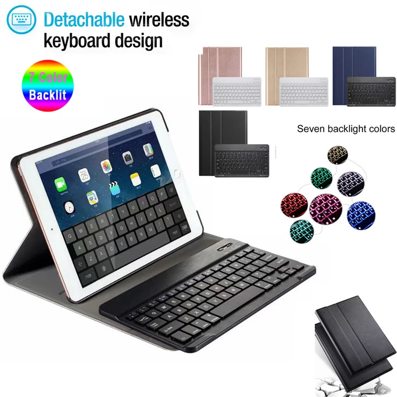 

Removable Backlit Bluetooth Keyboard Case Cover Stand For iPad 10.2" 2019 7th Generation Magnetic Leather Case Stand Cover New