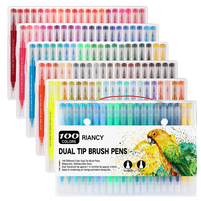 

Soft-Headed Marker 48-Color Double-Headed Watercolor Pen Dual-Purpose Line Drawing Pen for Student Art 04371