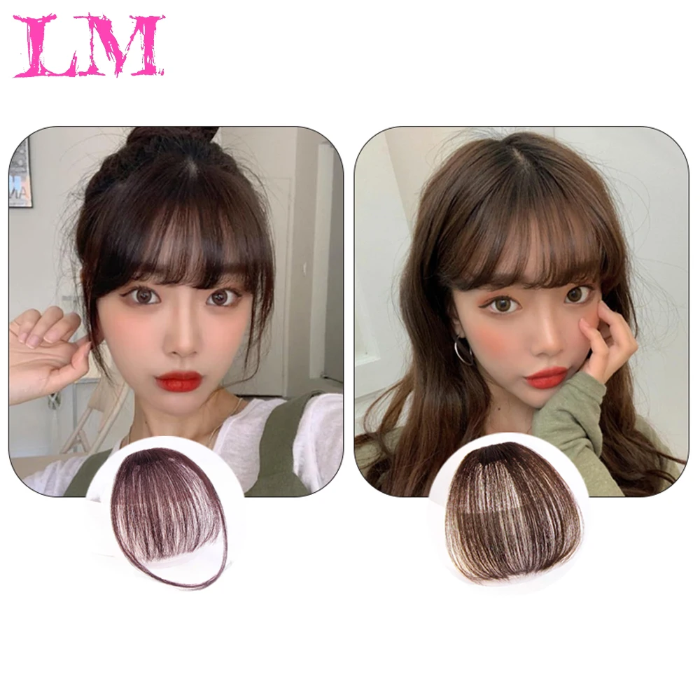 

LiangMo False blunt Liu Hai long hair extended synthetic wig piece natural female wig bangs high temperature fiber