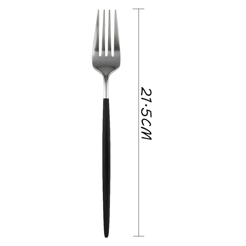 1Pcs Black Silver 4 шт черные серебряные столовые приборы набор 304 из нержавеющей стали набор столовых приборов ножи вилки ложки столовый набор кухонная посуда набор серебряных изделий - Цвет: 1Pcs Black Silver