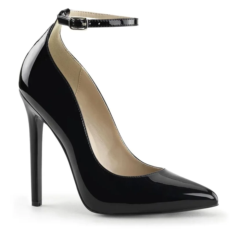 2023 New Women Pumps Spring Fall Office Shoes Patent Leather Buckle Strap 13CM Thin High Heels waterproof shoes for women black