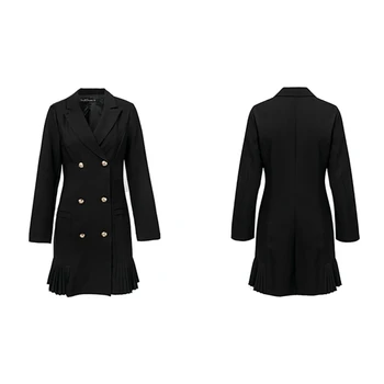 

Elegant ruffle double breasted women dress Office casual blazer white dress Autumn winter slim suit ladies dresses