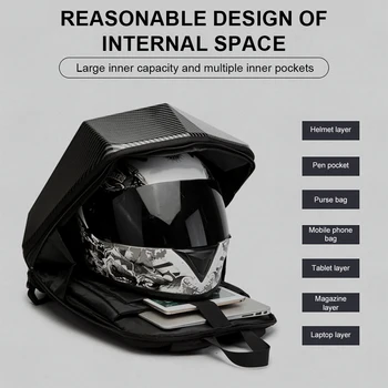 LAICOBear Motorcycle Backpack Waterproof Carbon Motorbike Helmet Backpack Expandable Rear Seat Bag Moto Travel