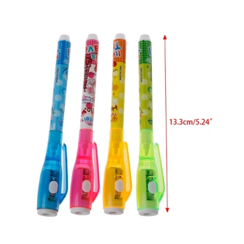 

4PC Invisible Ink Pen Spy Pen With Light Magic Marker Kid Pen for Secret Message G6DD