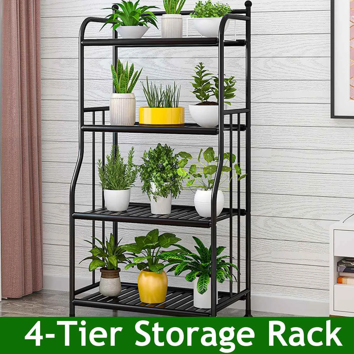 4 Tier Leaning Ladder Shelf Bookshelf Storage Shelves Unit Organizer Log Color