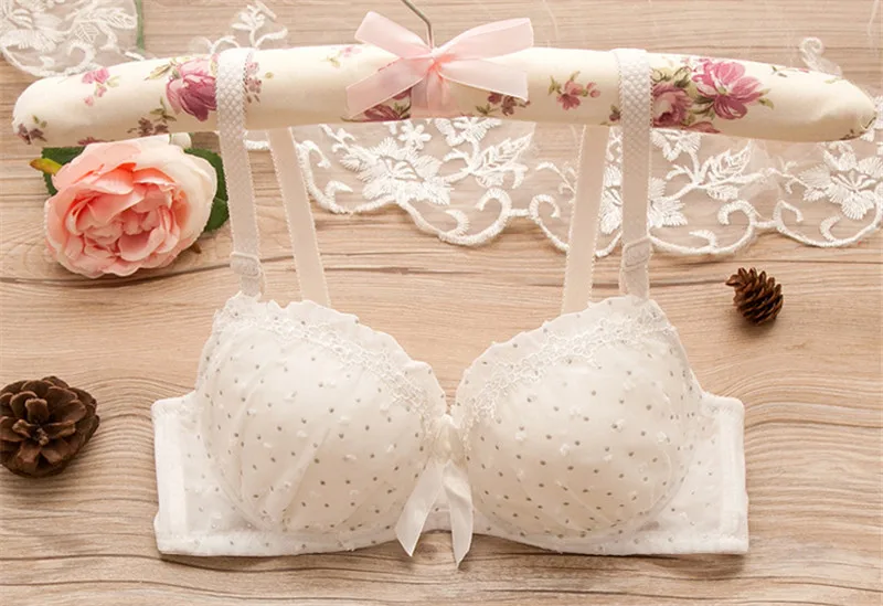 Maiden Cotton Underwear Set Lace Floral Bra Suits for Women Small Cup Students Lingerie Cute Bars Triangle Panties 2Pcs Outfits bra and panty sets