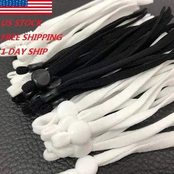 

50 Pcs Sewing Elastic Band Cord with Adjustable Cotton Buckle Stretchy Mask Earloop Lanyard Earmuff Rope DIY Making Supplies