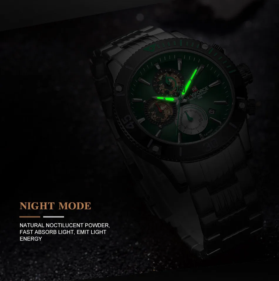 Men Watches NAVIFORCE Top Brand Stainless Steel Quartz Watch Men Chronograph Military Sport Clock Wrist Watch Relogio Masculino