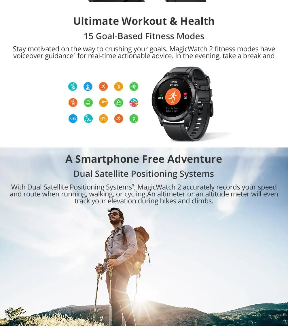 Original Global Version Honor Magic 2 Smart Watch 46MM 1.39 AMOLED Always-on Display 14-Day Battery 5ATM Waterproof GPS Watch 4