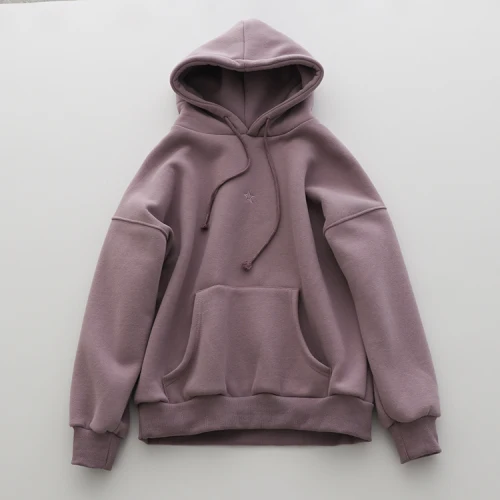 Purple Осенне-зимняя Толстовка свободного размера с маленькой вышивкой, базовая толстовка с капюшоном, Толстовка на флисе, флисовая толстовка, худи, толстовка с флисом, тёплая толстовка, женская толстовка - Цвет: Purple