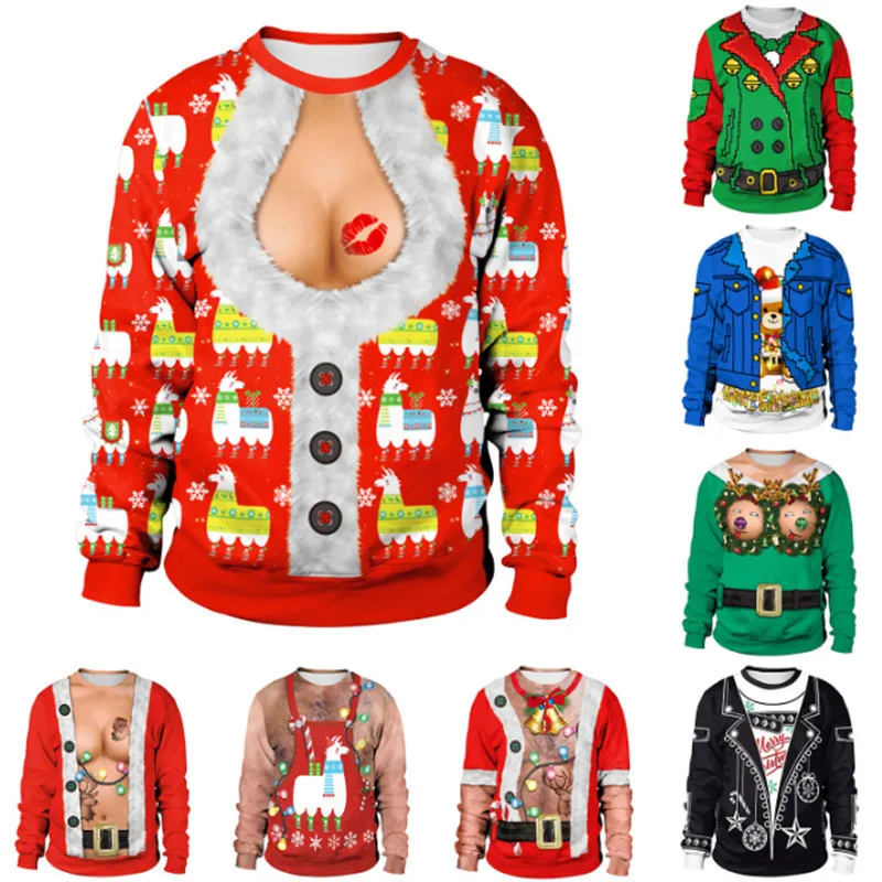 

New listing Christmas Sweaters Stylish Unisex Men Women Santa Claus Ugly Christmas Sweater Novelty Sexy RED Retro Sweater