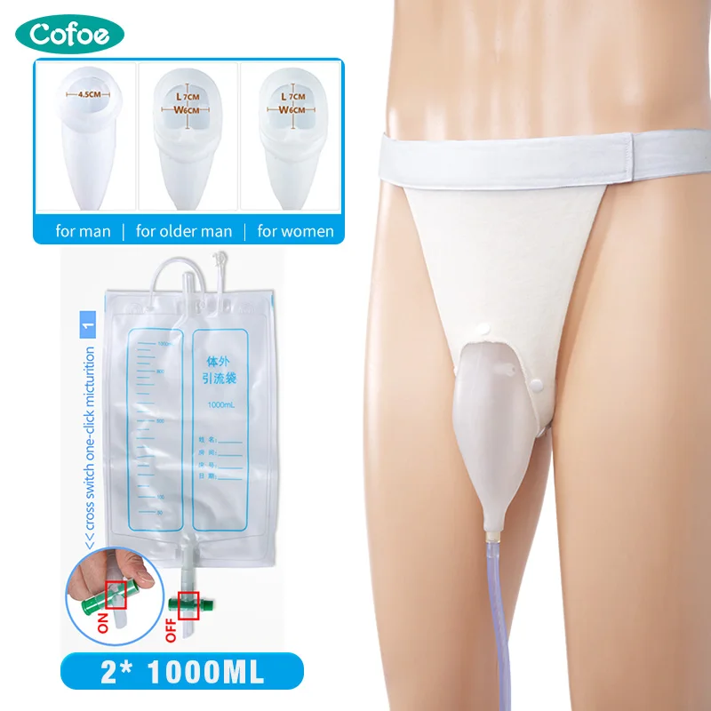 

Cofoe Urine collector Medical Urinary Incontinence Silica Bag Male Female urine bag elderly Urination Device With Catheter