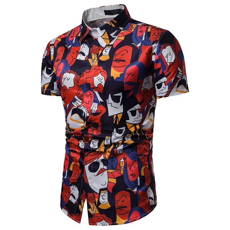 

Summer Men Abstract Figure Printed 3D Short-sleeved Shirt C04