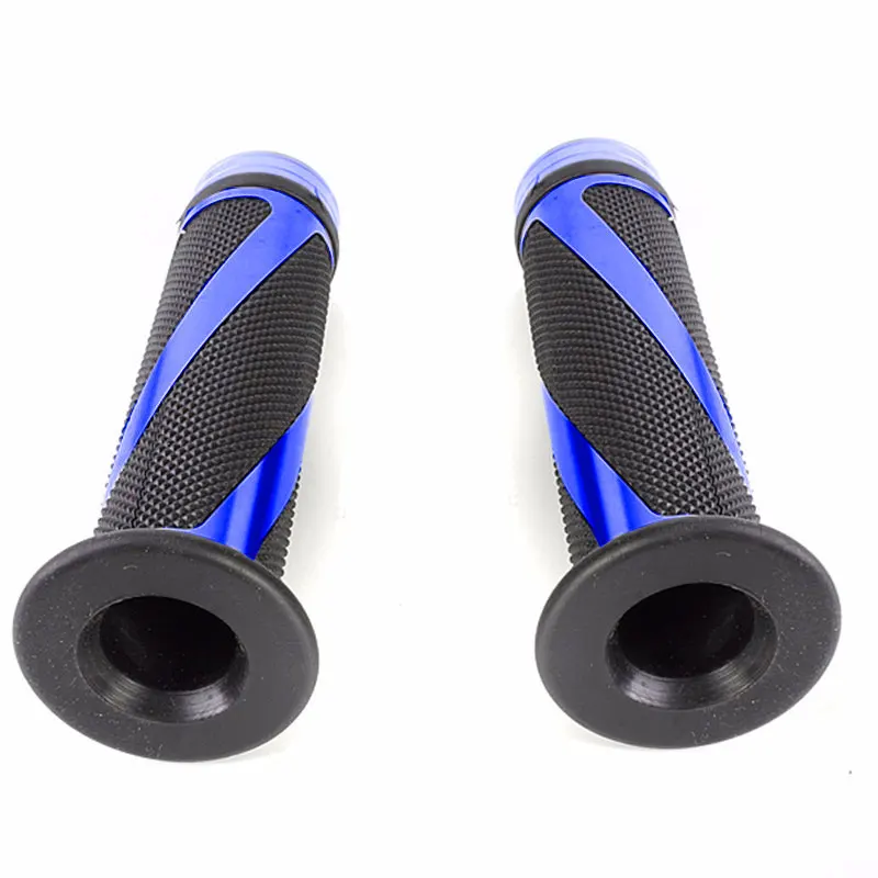 Blue 22 мм CNC алюминиевый удобный резиновый мотоцикл велосипед руль рукоятка - Цвет: Blue