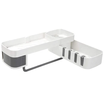 

New Seamless Kitchen Corner No Drill Shelves, Rotating Wall-Mounted Tripod,Bathroom Drain Rack Storage Shelf Seamlessly, Adhesiv