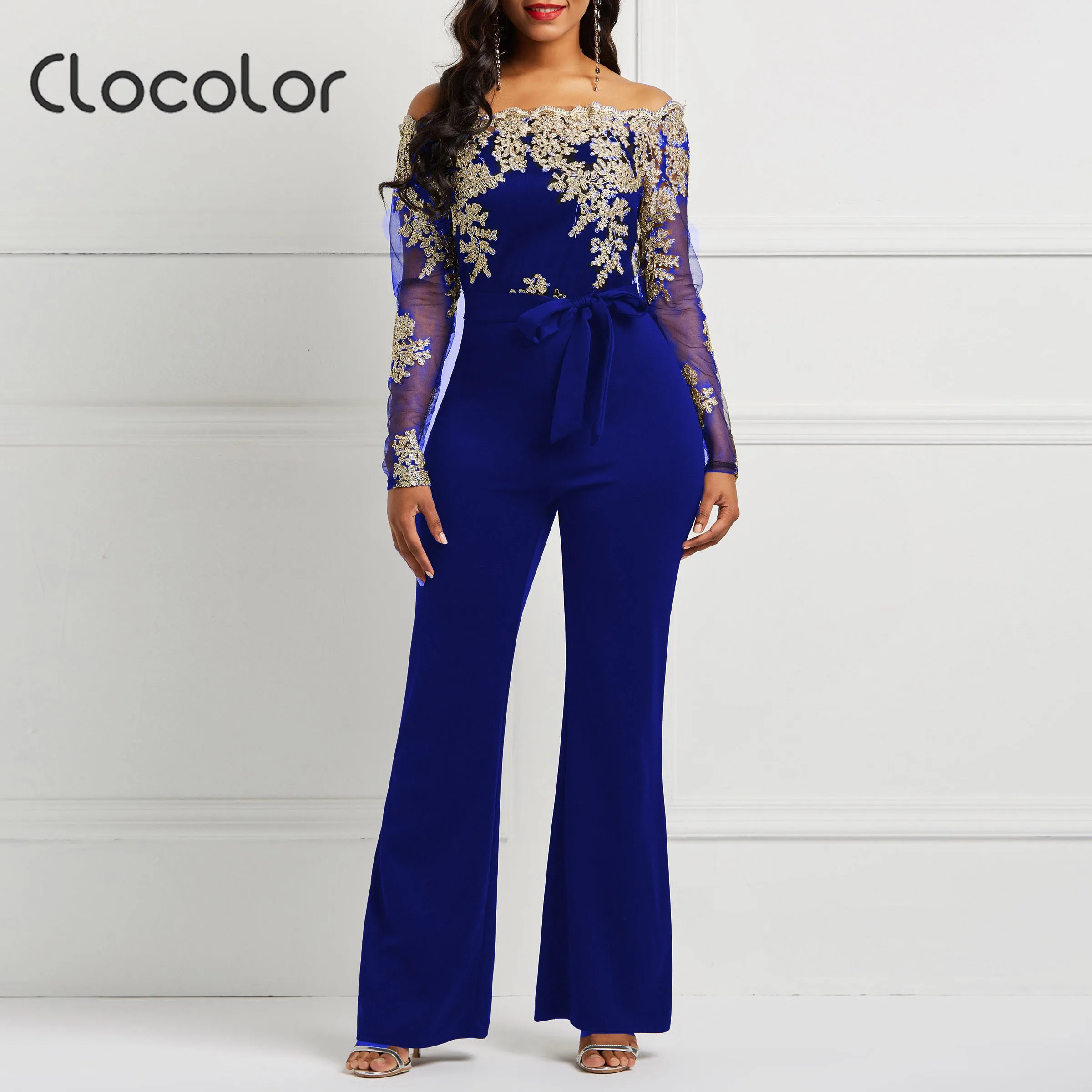 Clocolor Women Jumpsuit Luxury Lace 