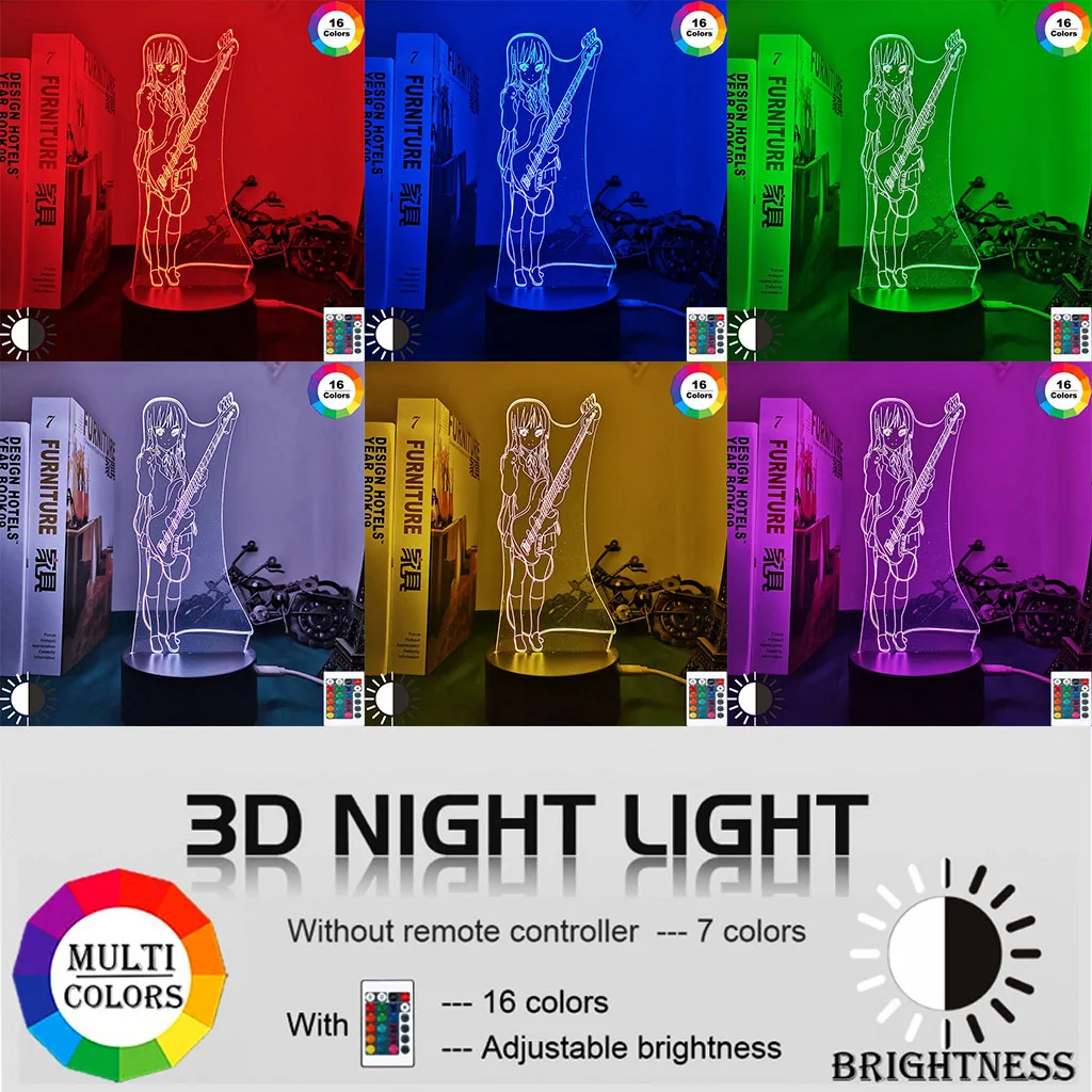 Luz noturna 3d led para decoração, luz