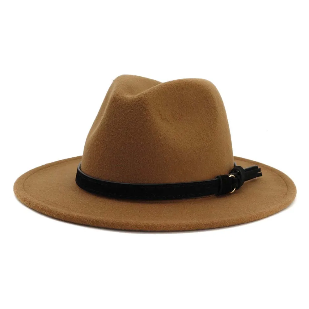 Осенняя и зимняя одноцветная шляпа с полями, шляпа для путешествий, шляпа-федора, джаз, Панама, шляпы для женщин и девушек 51