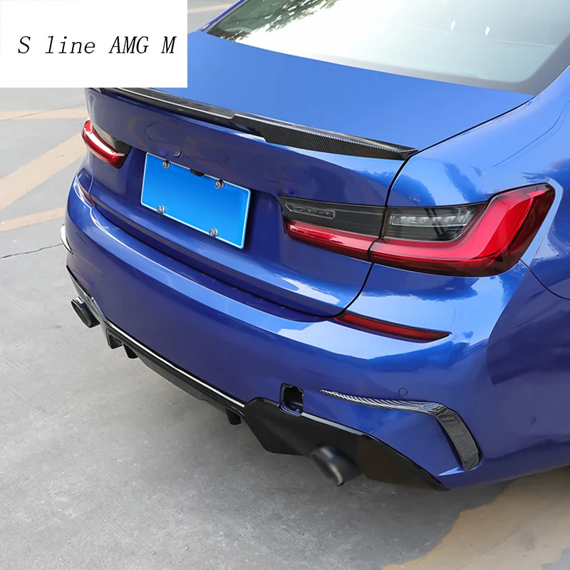 Car styling for BMW 3 Series G20 G28 2020 Trunk Rear fog lamp grille slats auto lights covers Stickers Carbon fiber Accessories