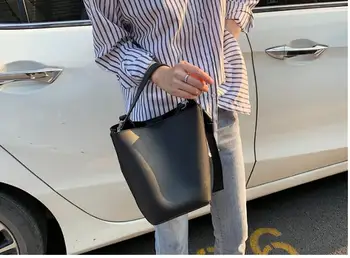 

Fashion women all-match bucket bag girl small pu leather one shoulder women's handbag female bag S-6985Q