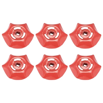 

uxcell 6Pcs Metal Outside Faucet Hose Bibb Round Wheel Handle Square Broach 6x6mm Wheel OD 59mm Paint Iron Red Iron