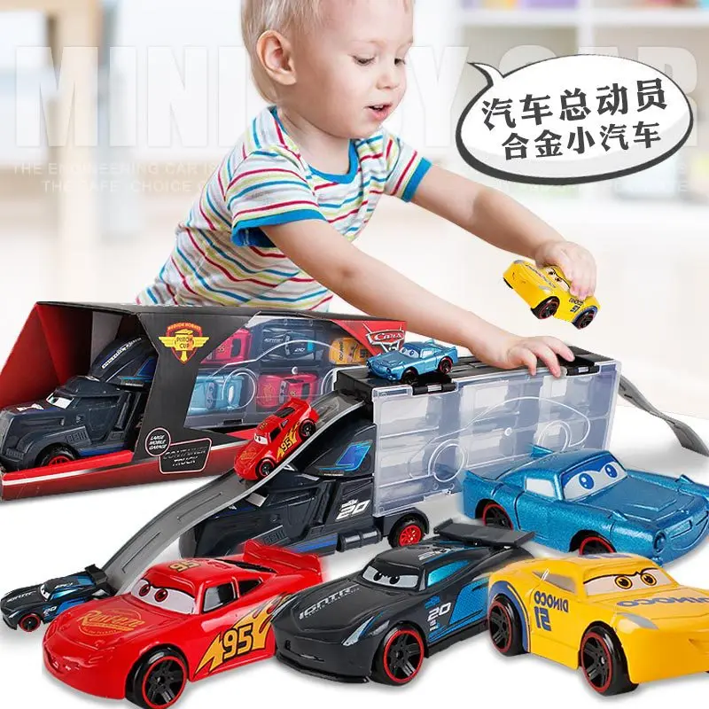 

Gift Car General Mobilization Uncle Jimmy Set with Six Small Car Container Set Alloy Front Children