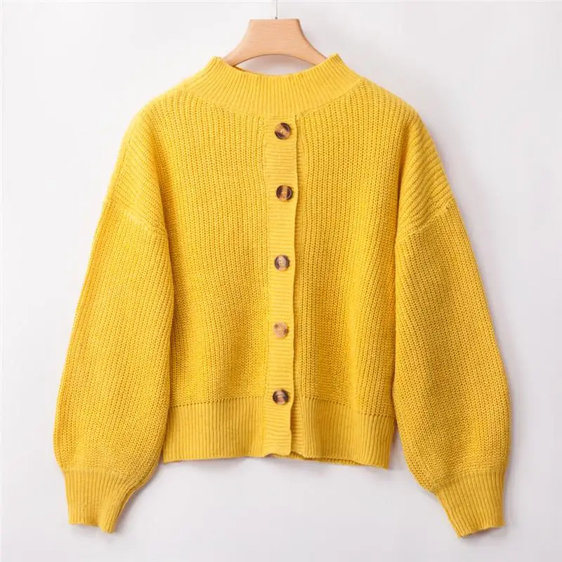 Mossha Lantern long sleeve knitting cardigan Autumn winter o-neck Loose oversized knitwear Fashion Button female cardigan