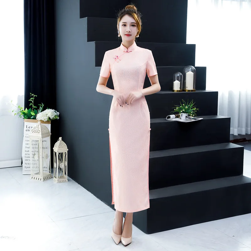 

Lace Split Cheongsam Chinese Women Evening Dress Elegant Slim Long Qipao Chinese Bride Wedding Dresses Plus Size S-4XL